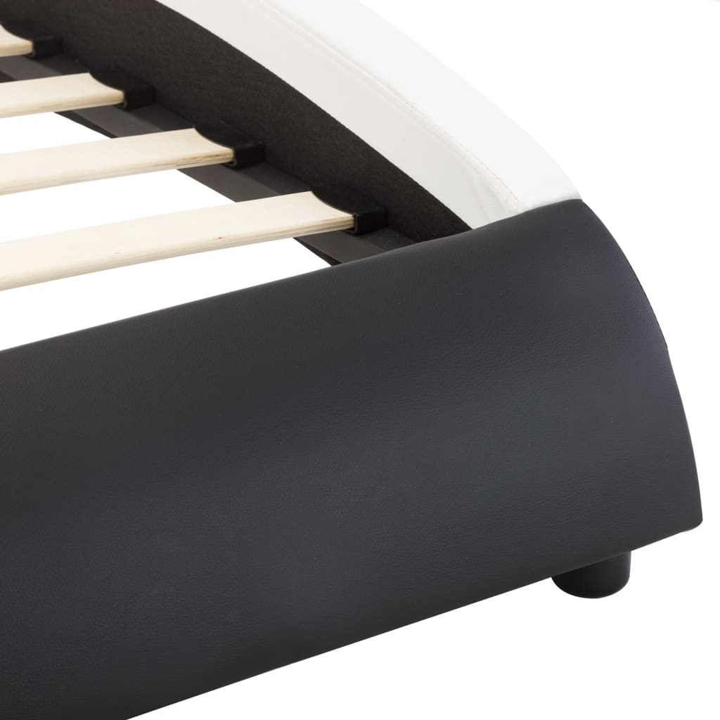 vidaXL Bettgestell mit LED Schwarz und Weiß Kunstleder 180x200 cm