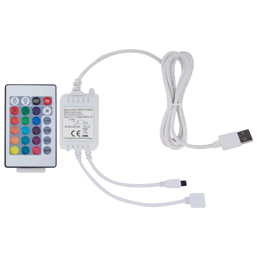 vidaXL Bettgestell mit LED Schwarz und Weiß Kunstleder 180x200 cm