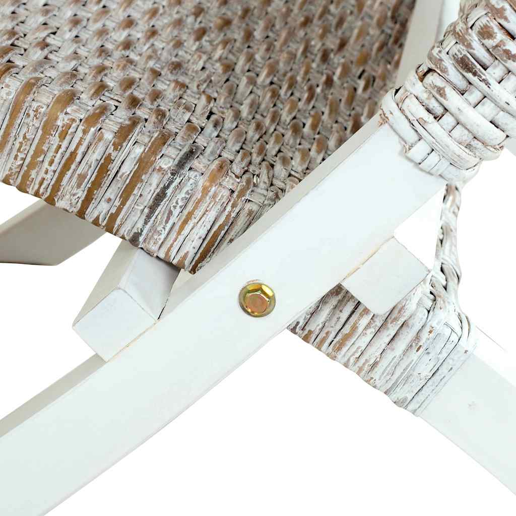 vidaXL Relaxstuhl Weiß Natur Kubu-Rattan und Massivholz Mahagoni