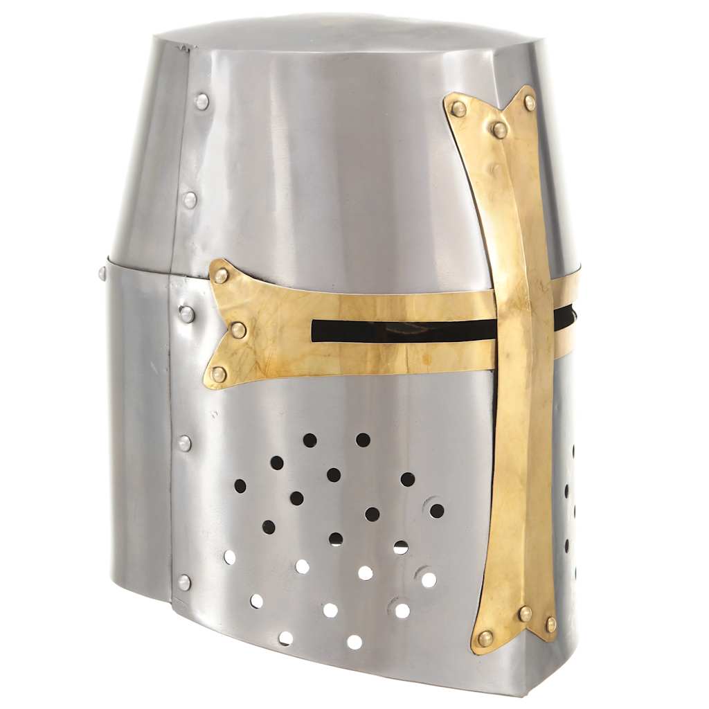 vidaXL Mittelalterlicher Ritterhelm Antik Replik LARP Silbern Stahl