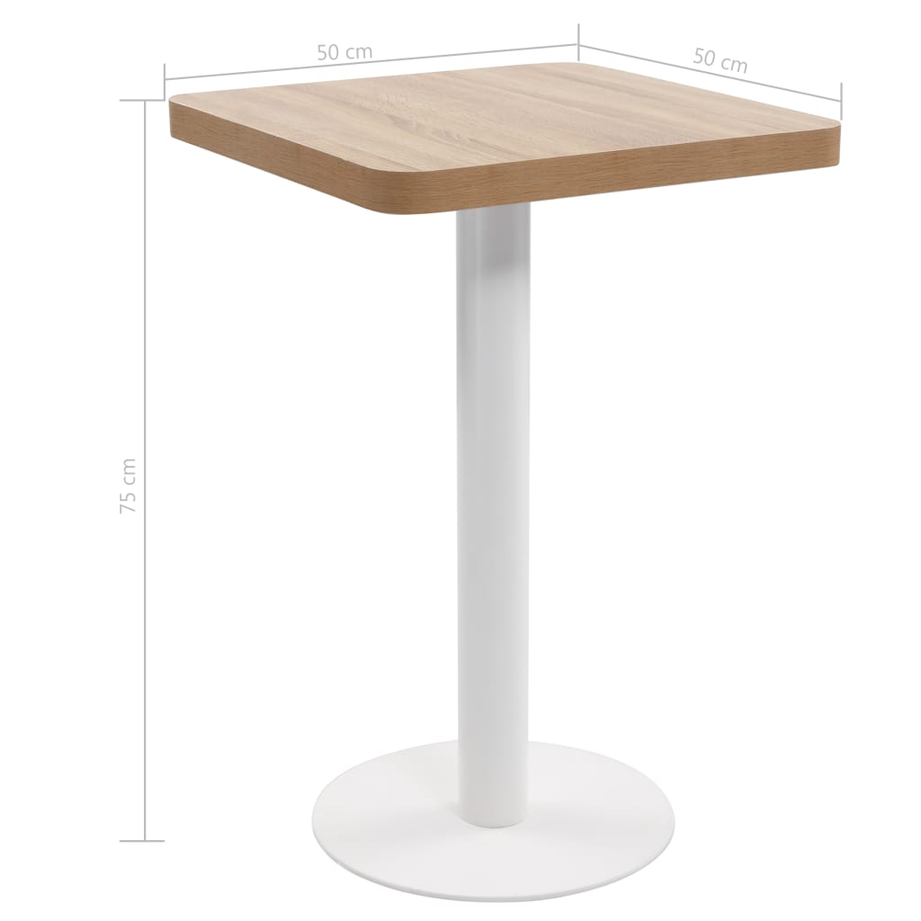 vidaXL Bistrotisch Hellbraun 50x50 cm MDF