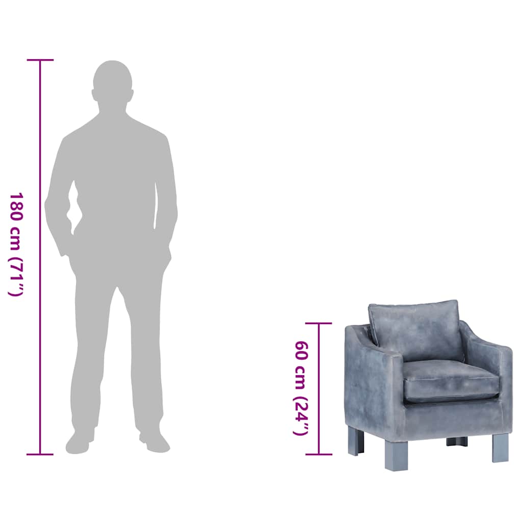 vidaXL Sessel Grau Echtleder