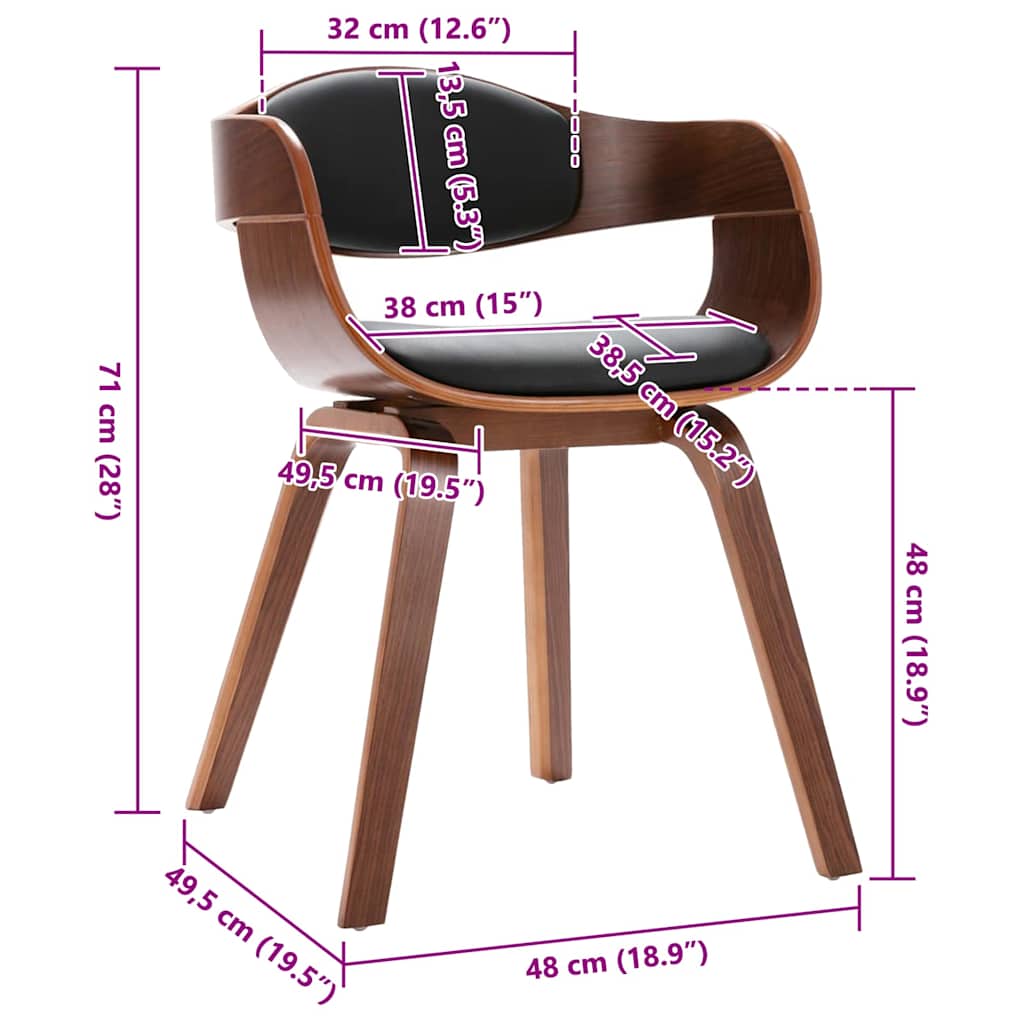 vidaXL Esszimmerstühle 2 Stk. Bugholz und Kunstleder