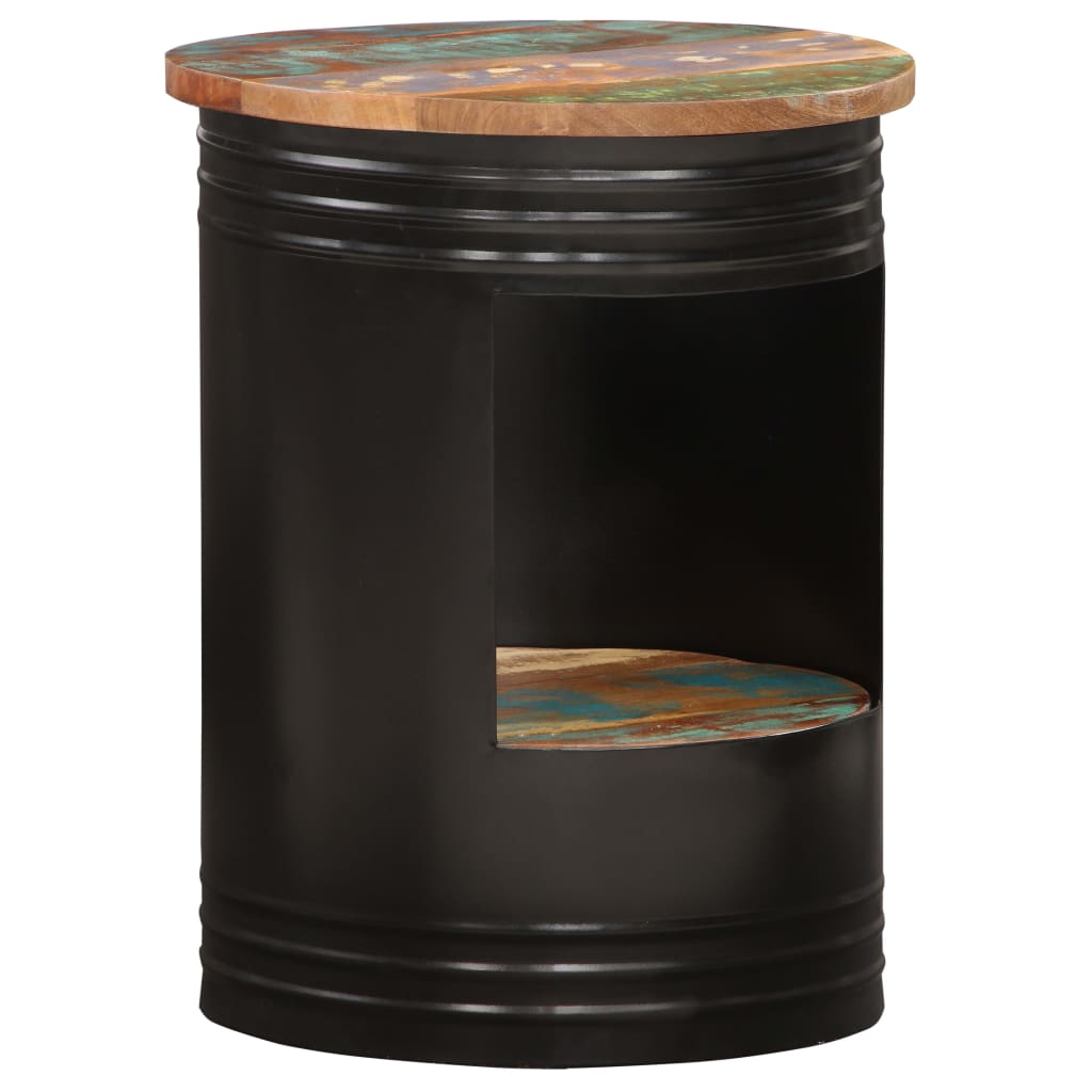 vidaXL Couchtisch Schalenform mit Stahlboden Altholz Massiv