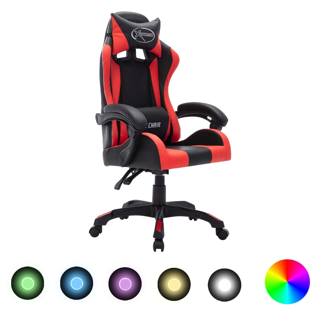 vidaXL Gaming-Stuhl mit RGB LED-Leuchten Blau und Schwarz Kunstleder