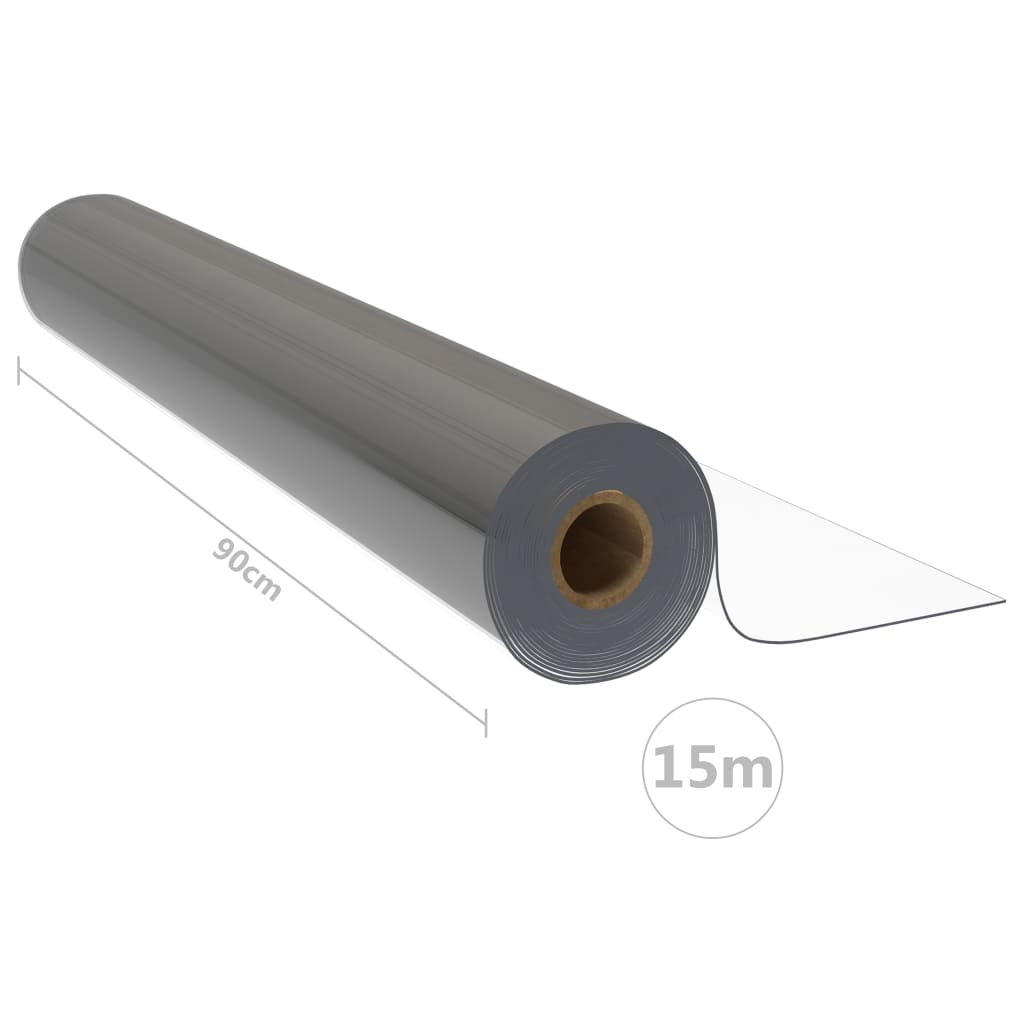 vidaXL Tischfolie-Rolle Transparent 0,9x15 m 1,6 mm PVC