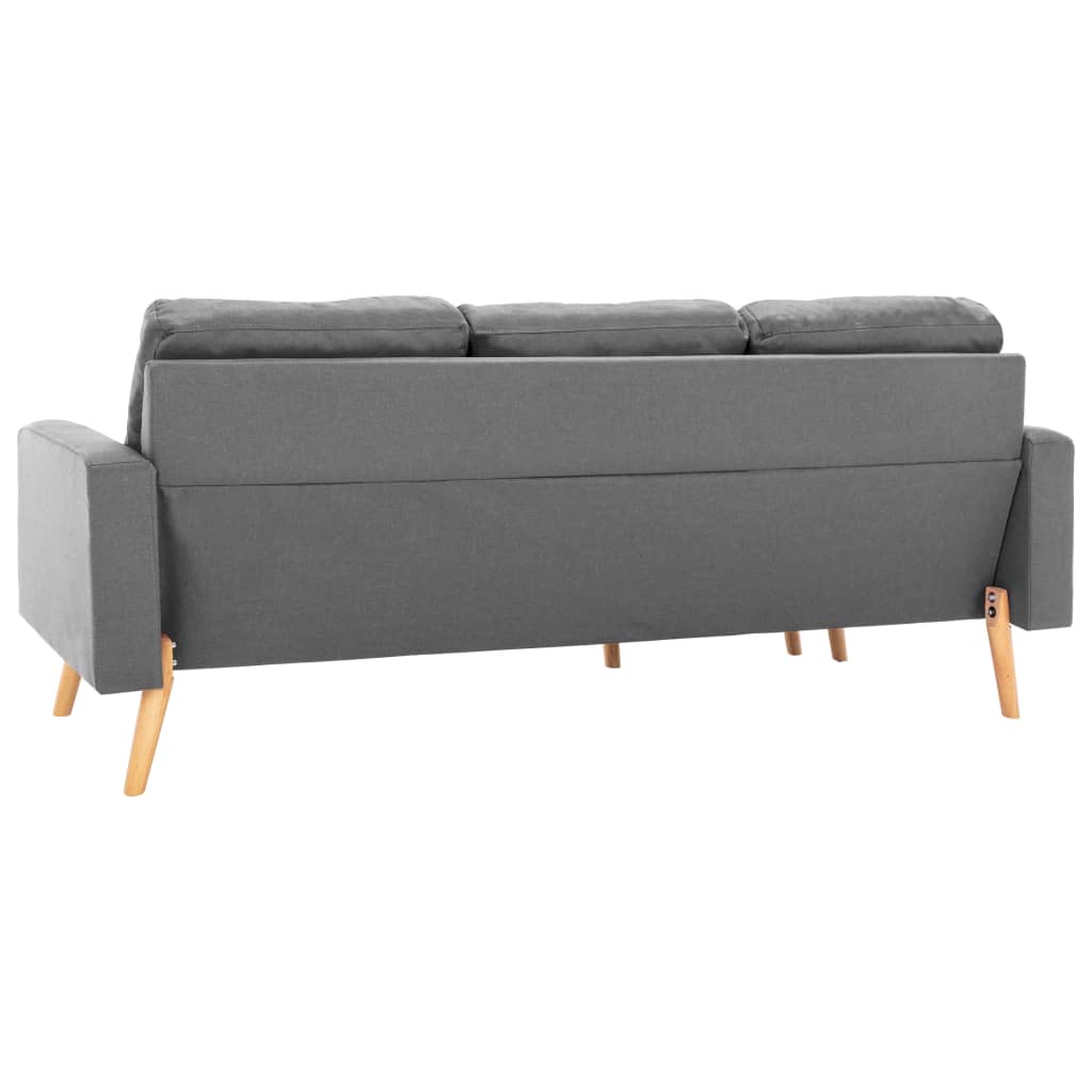 vidaXL 3-Sitzer-Sofa mit Hocker Hellgrau Stoff
