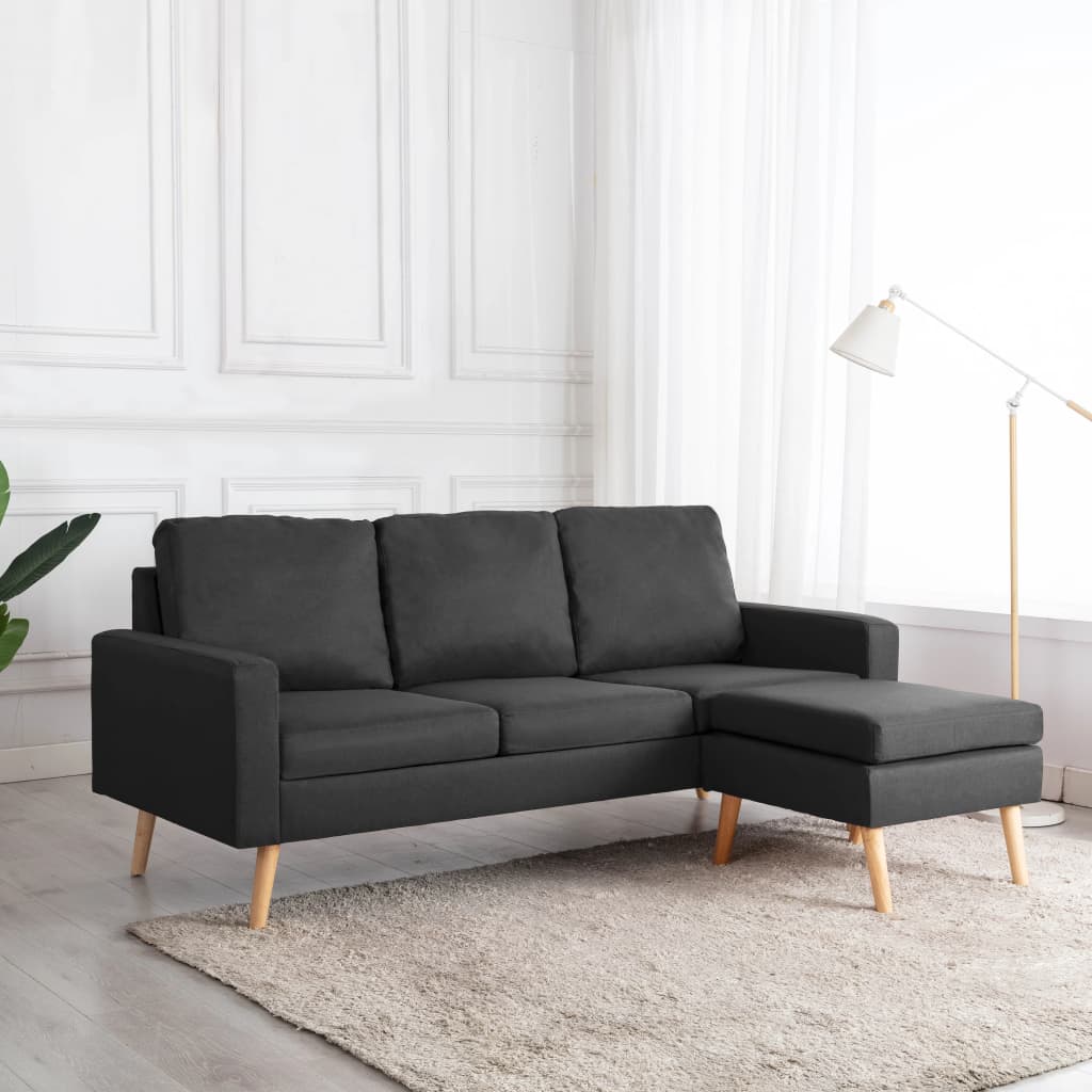 vidaXL 3-Sitzer-Sofa mit Hocker Hellgrau Stoff