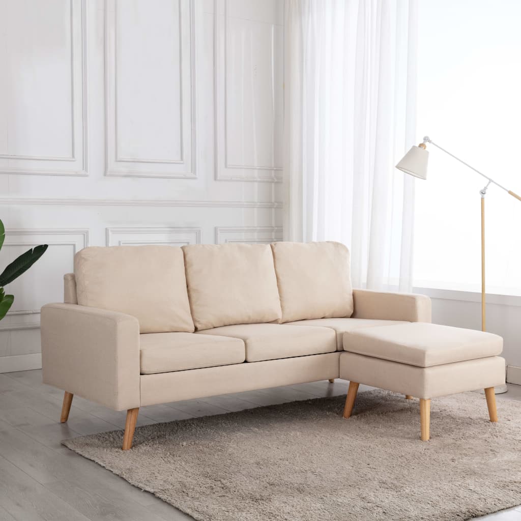 vidaXL 3-Sitzer-Sofa mit Hocker Hellgrau Stoff