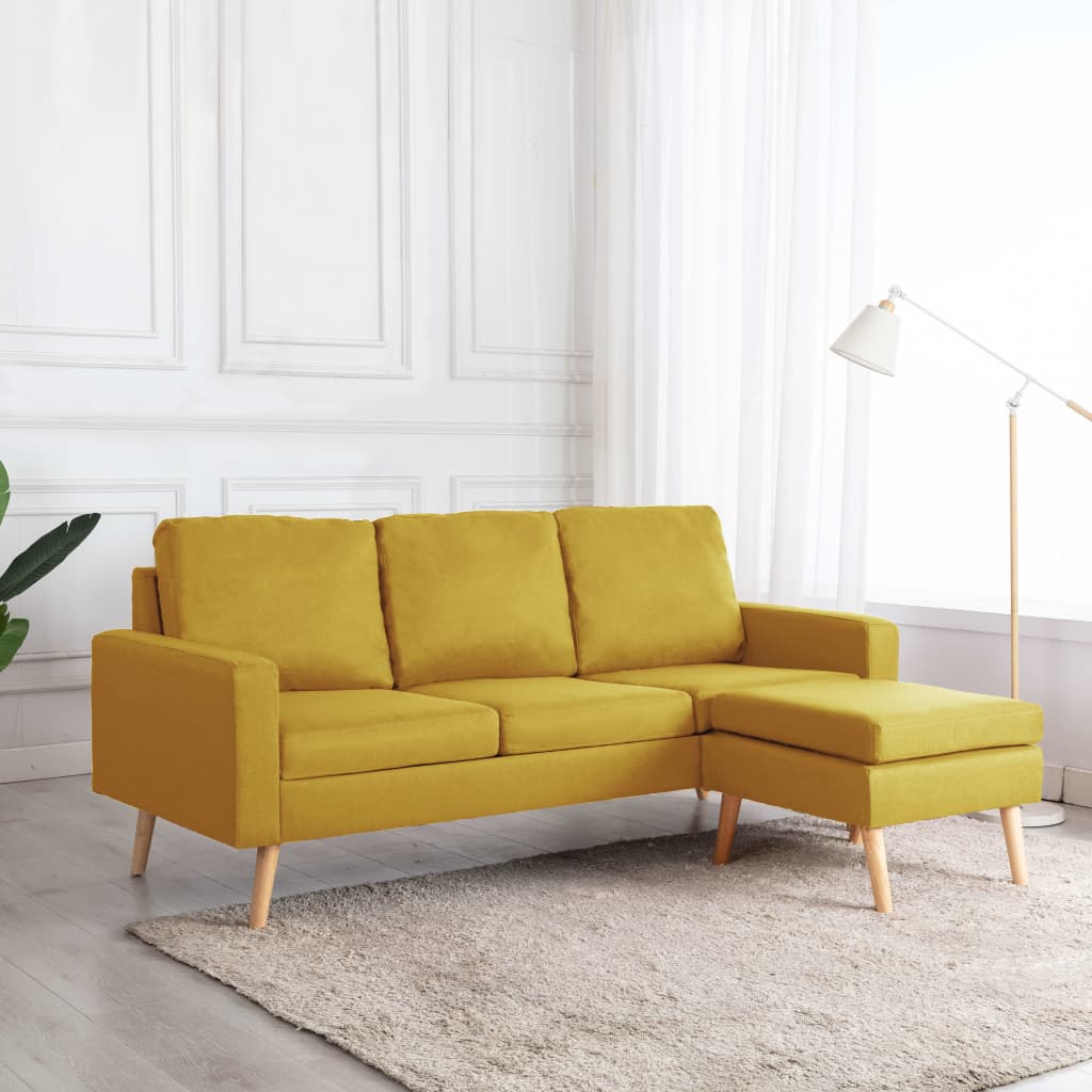 vidaXL 3-Sitzer-Sofa mit Hocker Hellgrau Stoff