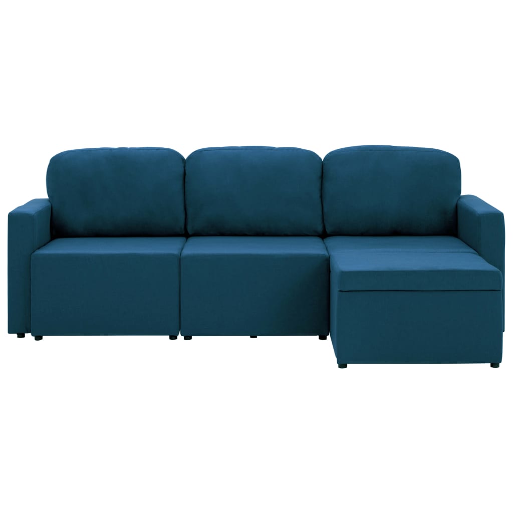 vidaXL Modulares 3-Sitzer-Schlafsofa Blau Stoff