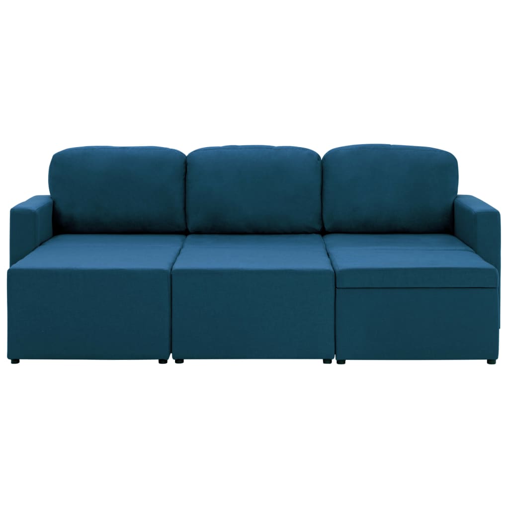vidaXL Modulares 3-Sitzer-Schlafsofa Blau Stoff