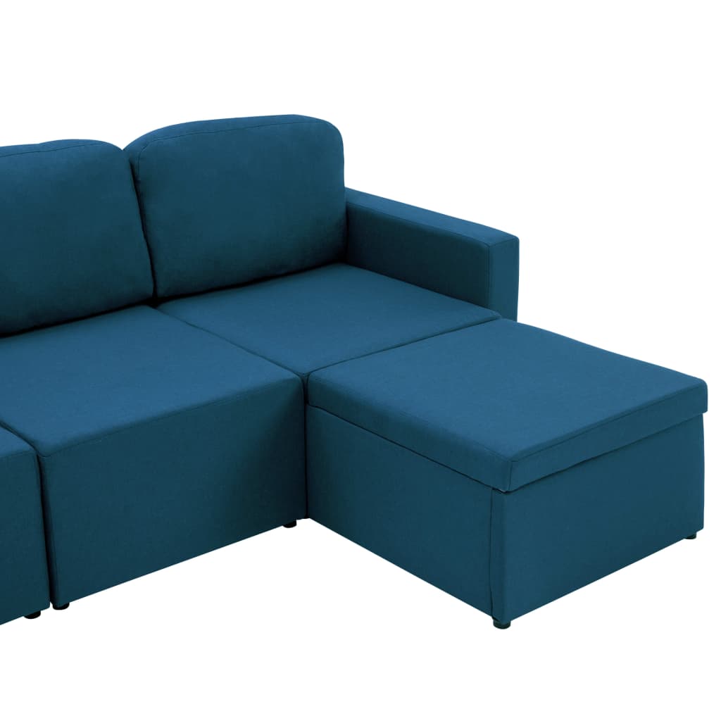 vidaXL Modulares 3-Sitzer-Schlafsofa Blau Stoff