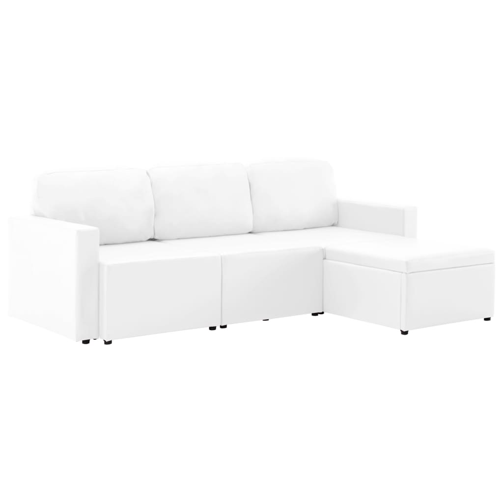 vidaXL 3-Sitzer Schlafsofa Modular Weiß Kunstleder
