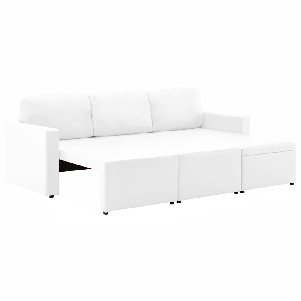 vidaXL 3-Sitzer Schlafsofa Modular Weiß Kunstleder