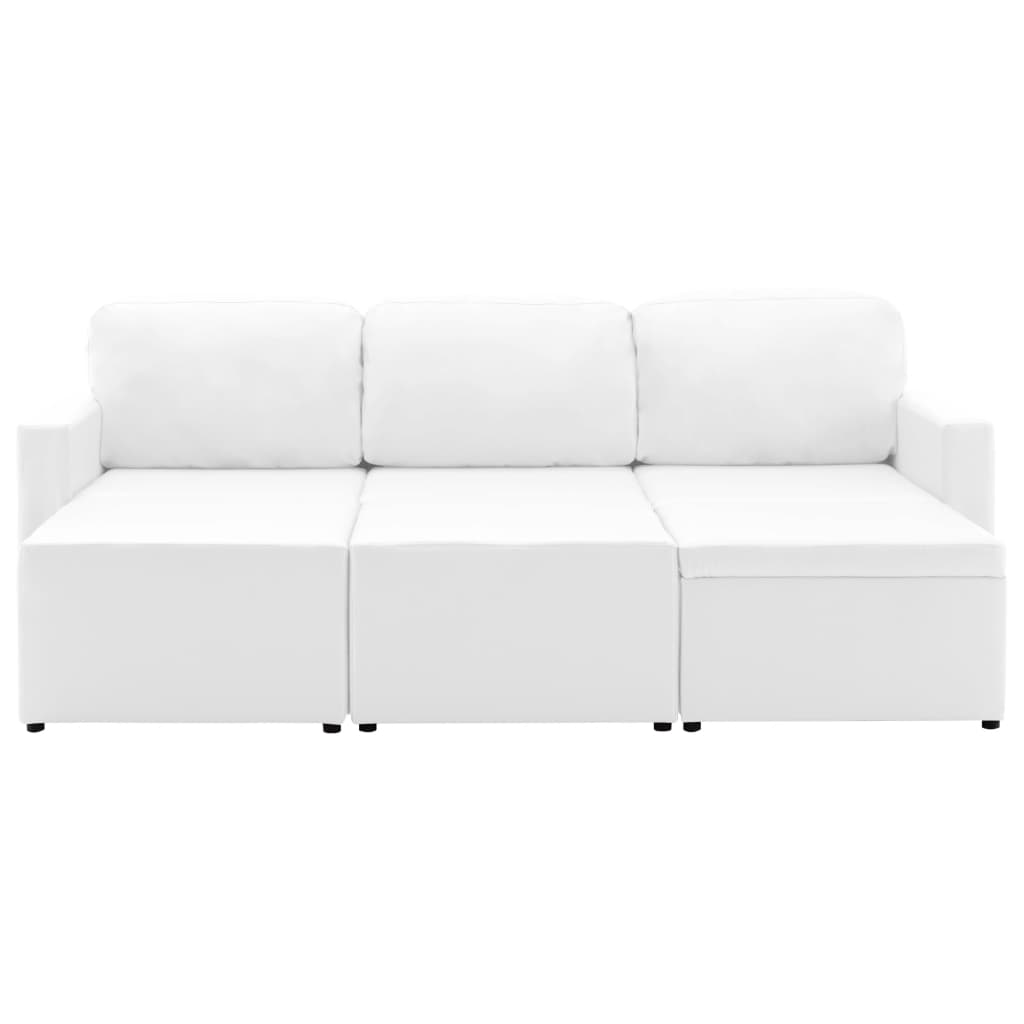 vidaXL 3-Sitzer Schlafsofa Modular Weiß Kunstleder