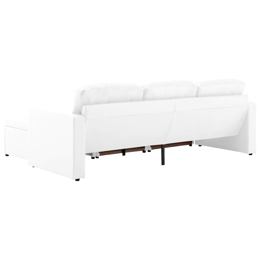 vidaXL 3-Sitzer Schlafsofa Modular Weiß Kunstleder