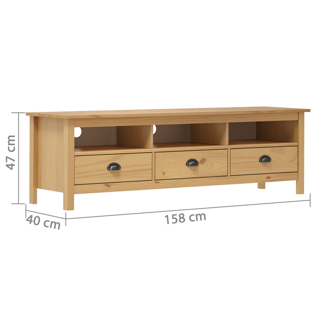vidaXL TV-Schrank Hill Honigbraun 158x40x47 cm Massivholz Kiefer