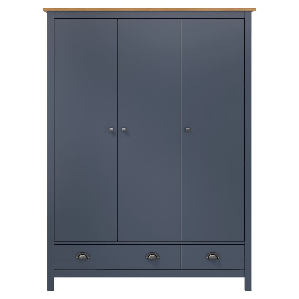 vidaXL Kleiderschrank mit 3 Türen Hill Grau 127x50x170 cm Kiefernholz
