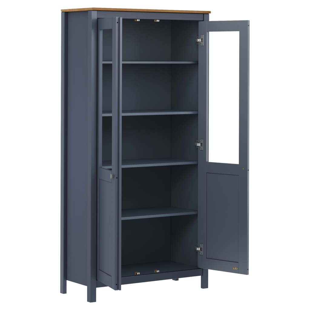 vidaXL Highboard Hill Grau 85x37x170,5 cm Massivholz Kiefer