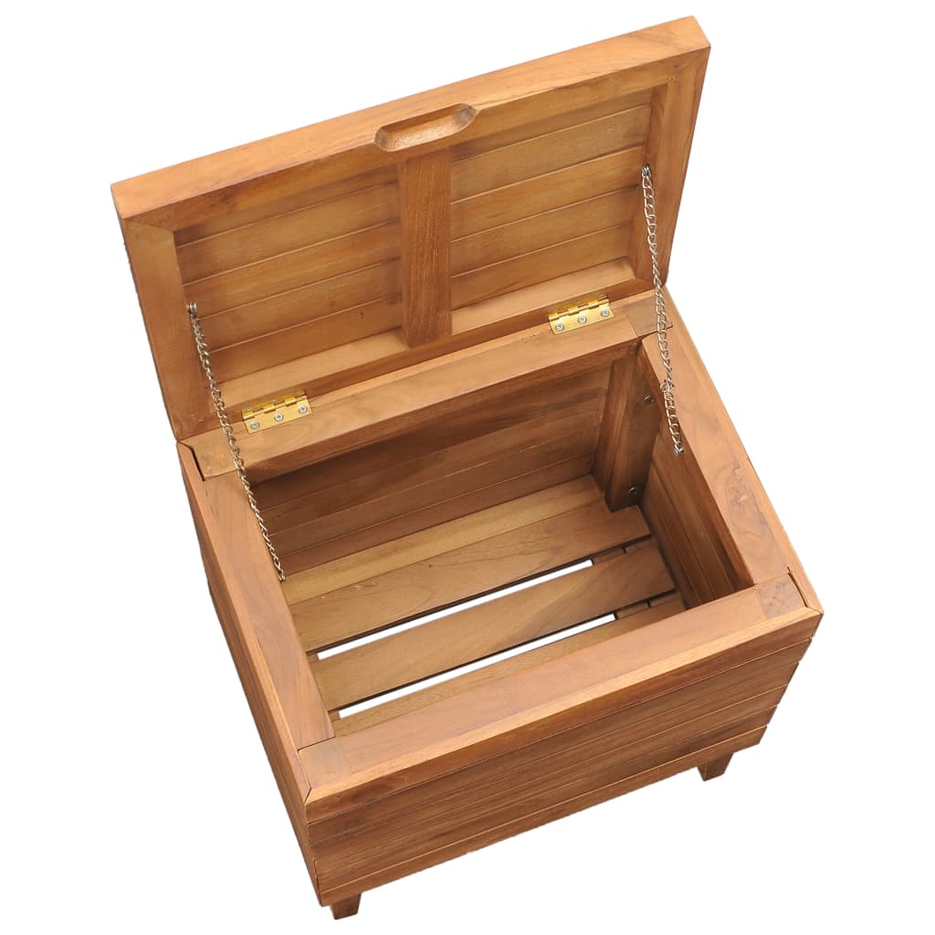 vidaXL Wäschekorb 40×30×45 cm Teak Massivholz