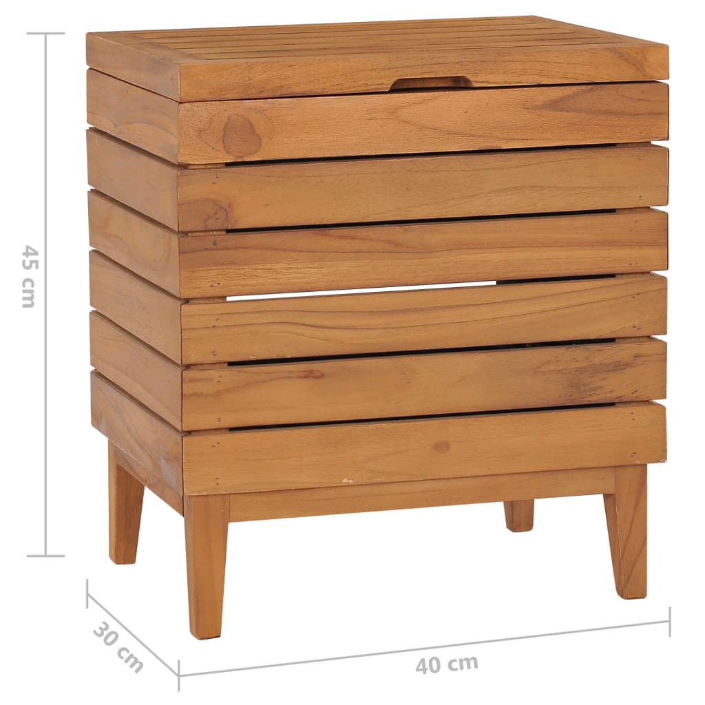 vidaXL Wäschekorb 40×30×45 cm Teak Massivholz