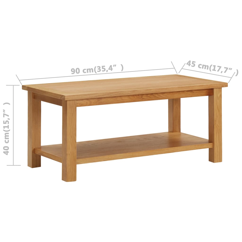 vidaXL Couchtisch 90 x 45 x 40 cm Eiche Massivholz