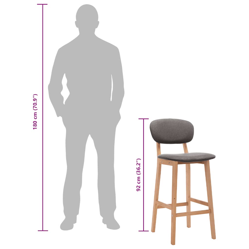 vidaXL Barhocker 2 Stk. Hellgrau Stoff