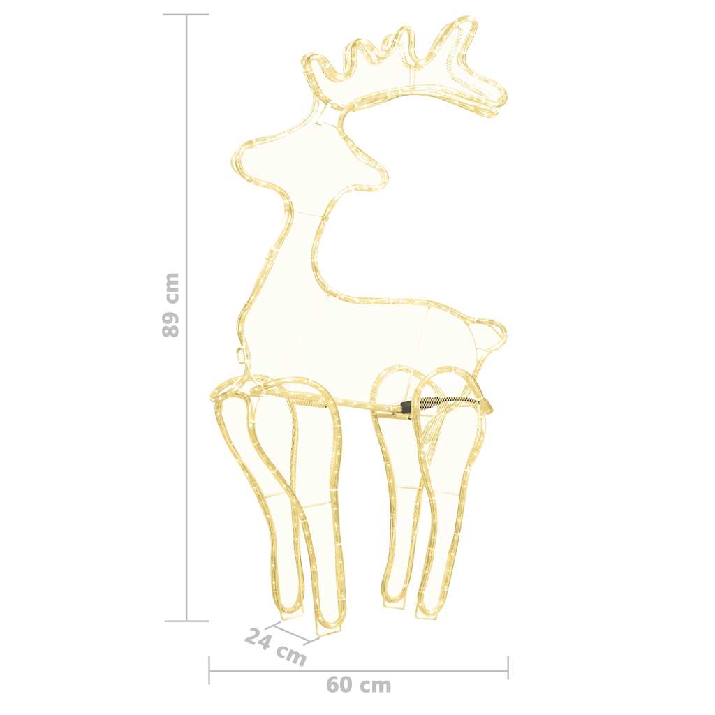 vidaXL Rentier Weihnachtsdekoration mit Mesh 306 LEDs 60x24x89 cm
