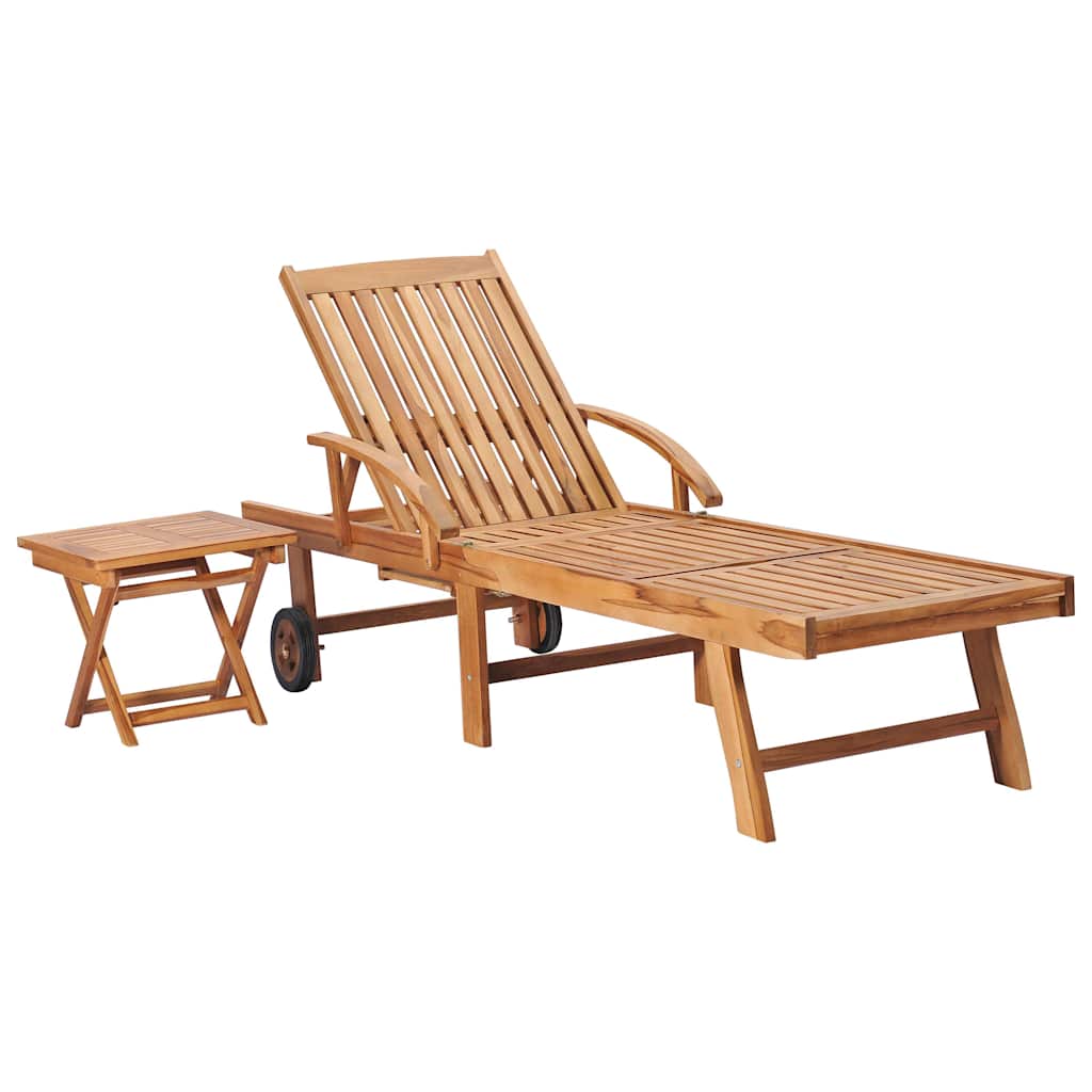 vidaXL Sonnenliegen 2 Stk. mit Tisch Massivholz Teak