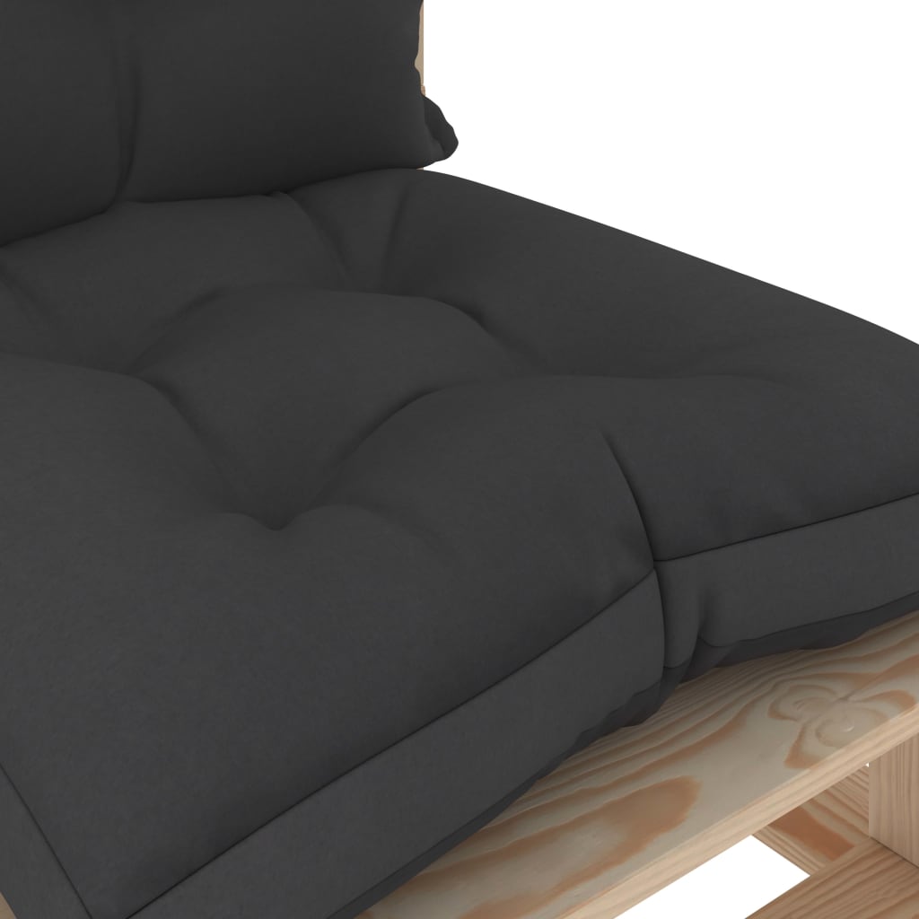 vidaXL Garten-Paletten-Mittelsofa mit Kissen in Schwarz Holz