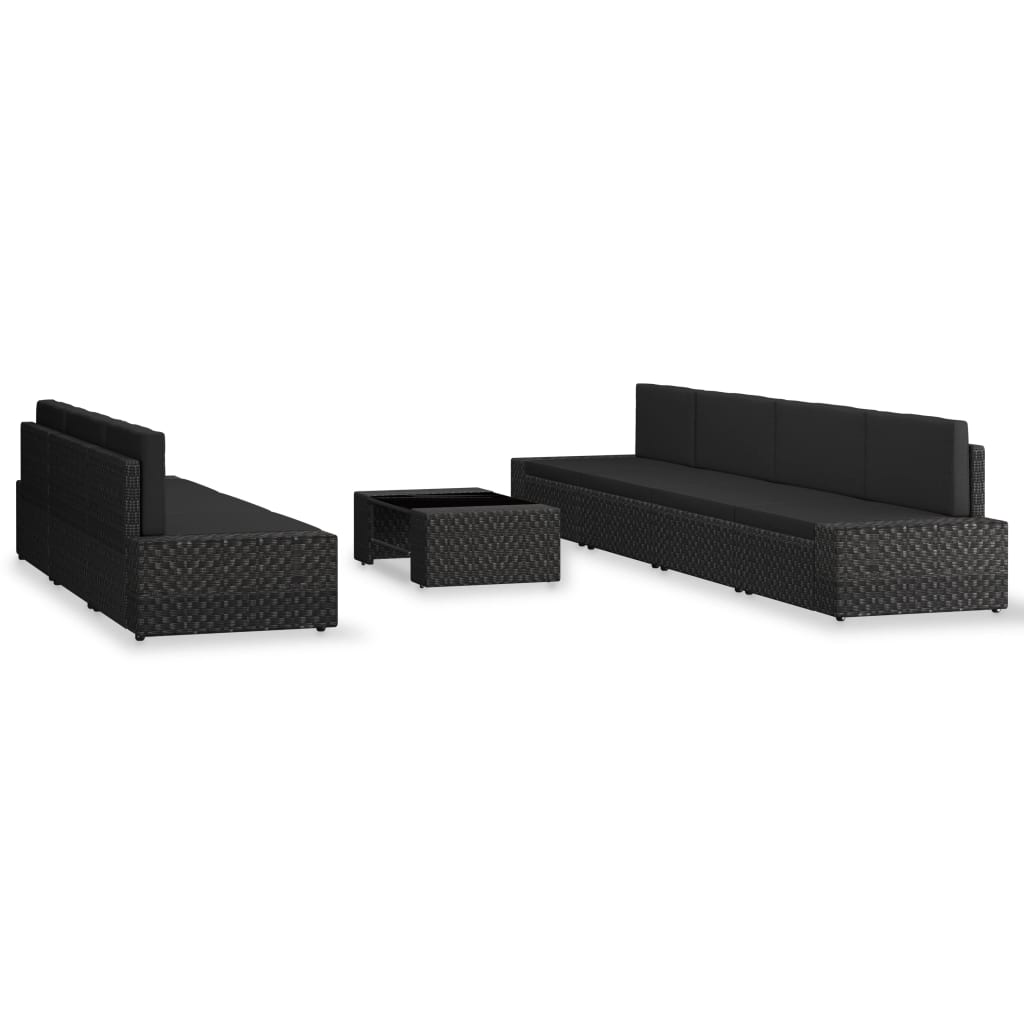 vidaXL 8-tlg. Garten-Lounge-Set Poly Rattan Schwarz
