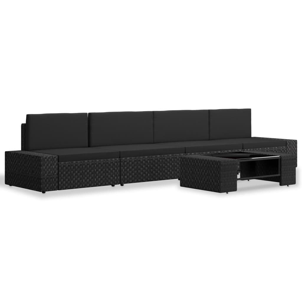 vidaXL 5-tlg. Garten-Lounge-Set Poly Rattan Schwarz