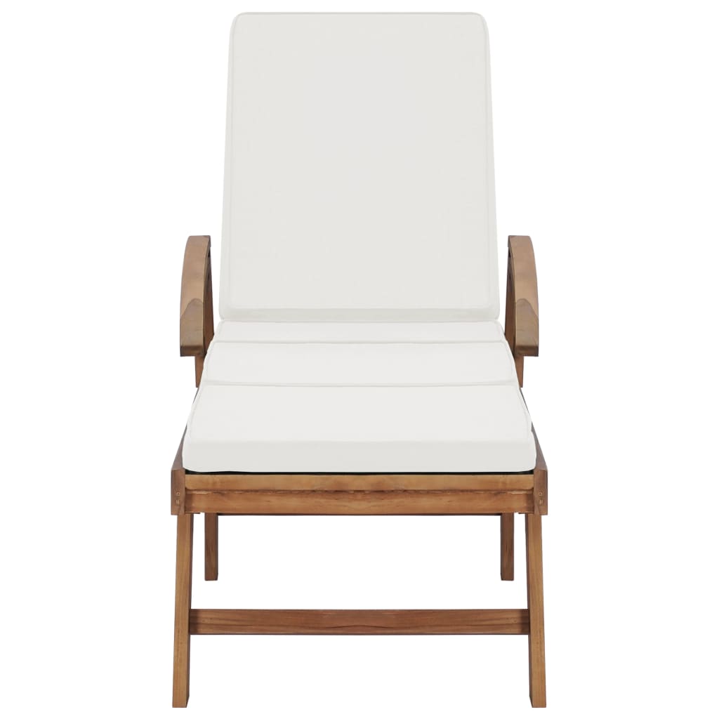vidaXL Sonnenliegen mit Auflagen 2 Stk. Massivholz Teak Creme