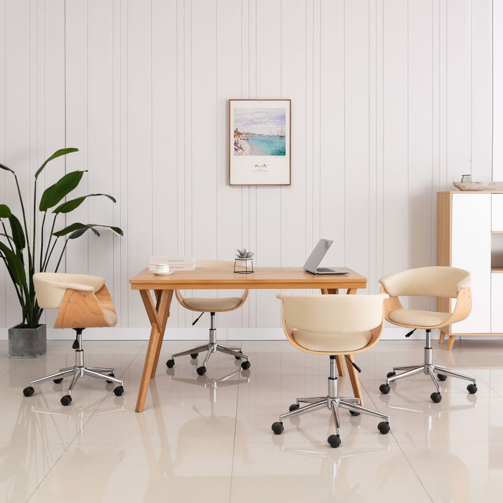 vidaXL Esszimmerstuhl Drehbar Schwarz Bugholz und Kunstleder