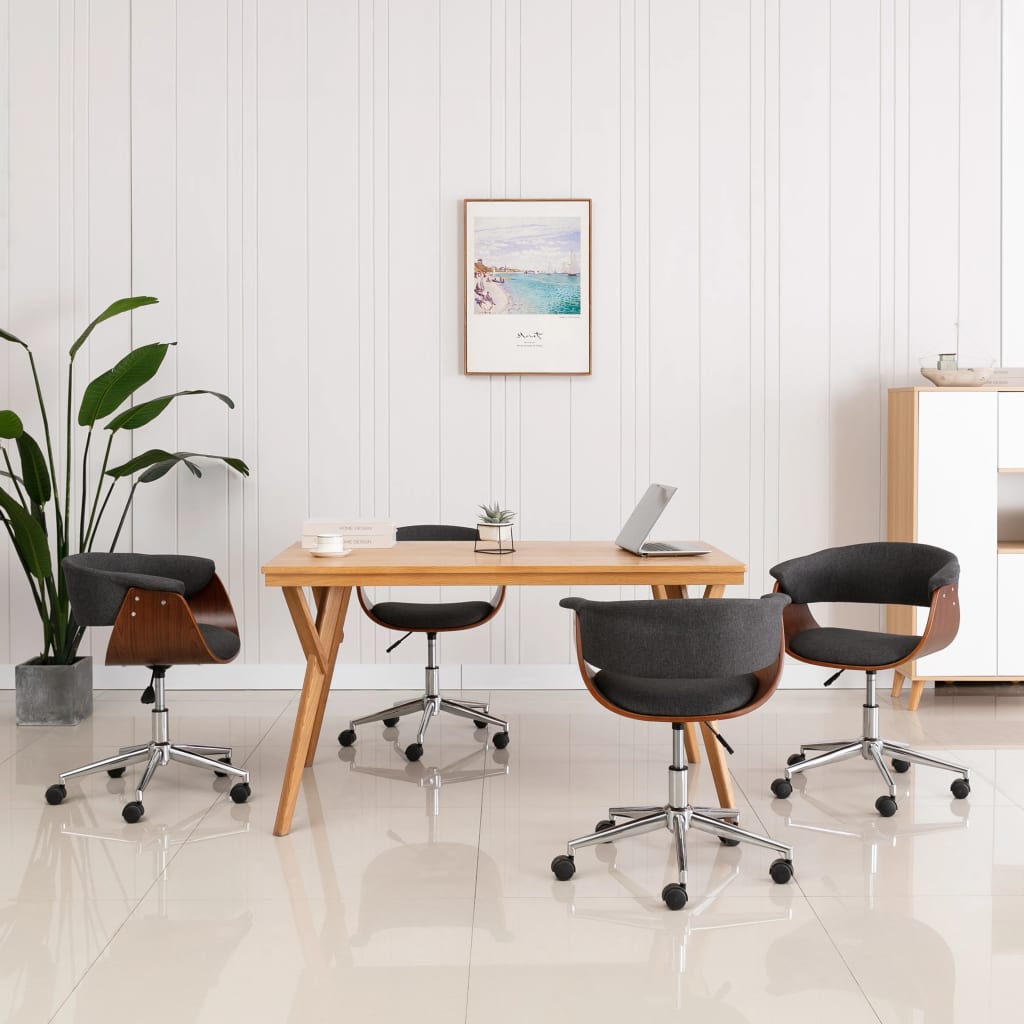 vidaXL Esszimmerstuhl Drehbar Schwarz Bugholz und Kunstleder