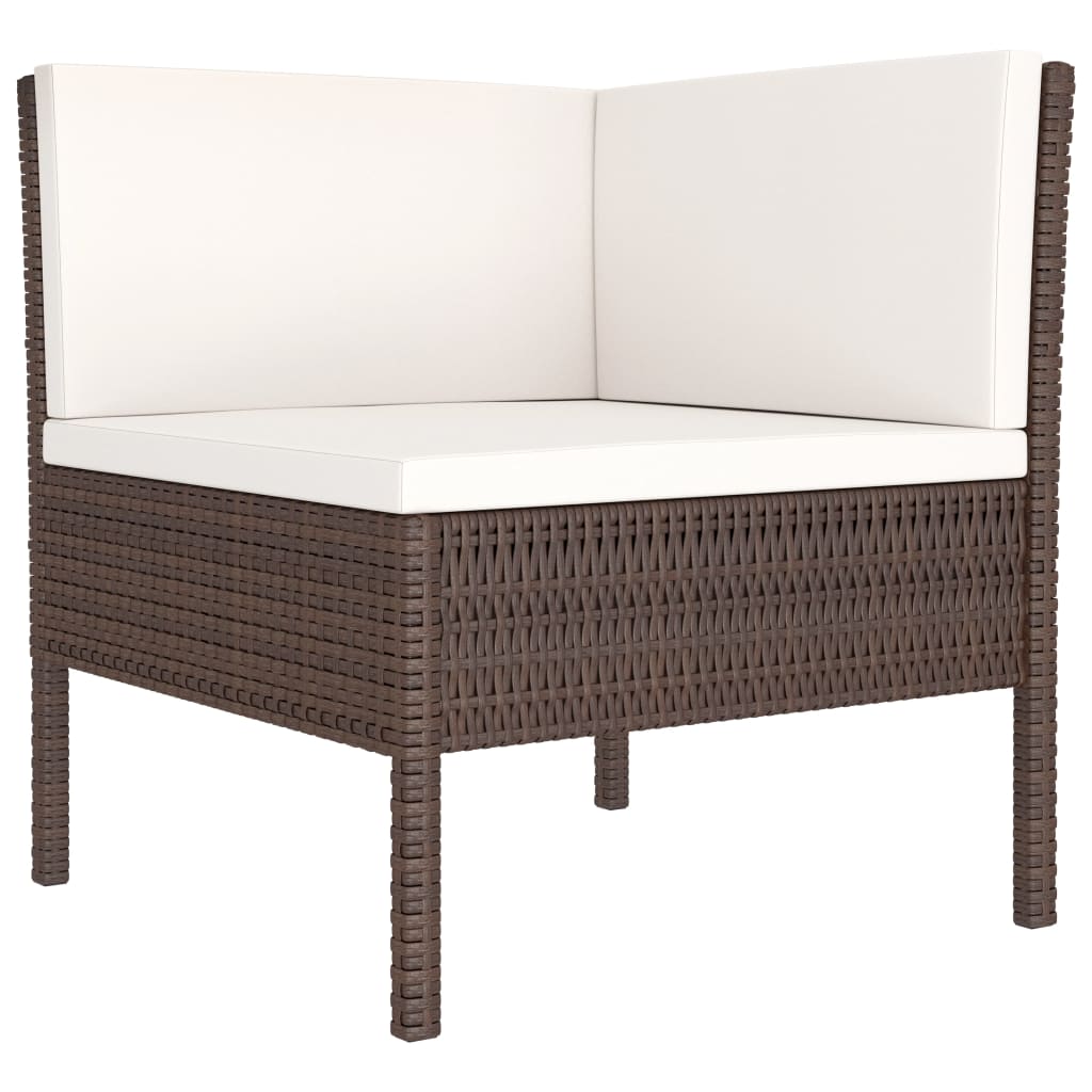 vidaXL 6-tlg. Garten-Lounge-Set mit Auflagen Poly Rattan Braun