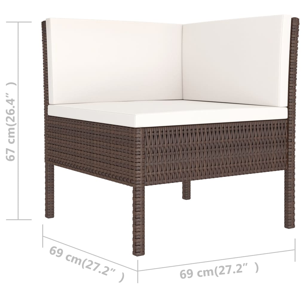 vidaXL 6-tlg. Garten-Lounge-Set mit Auflagen Poly Rattan Braun
