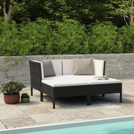 vidaXL 6-tlg. Garten-Lounge-Set mit Auflagen Poly Rattan Braun