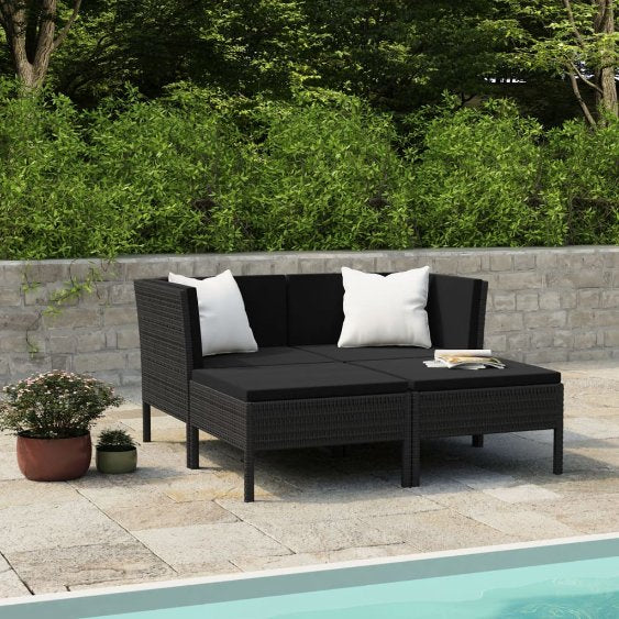vidaXL 6-tlg. Garten-Lounge-Set mit Auflagen Poly Rattan Braun
