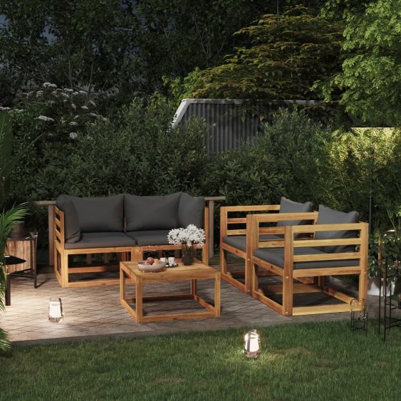 vidaXL 4-tlg. Garten-Lounge-Set mit Auflagen Massivholz Akazie