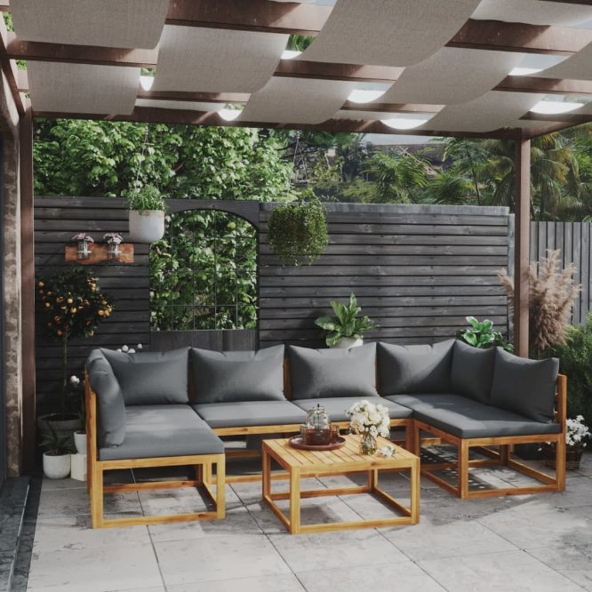 vidaXL 4-tlg. Garten-Lounge-Set mit Auflagen Massivholz Akazie