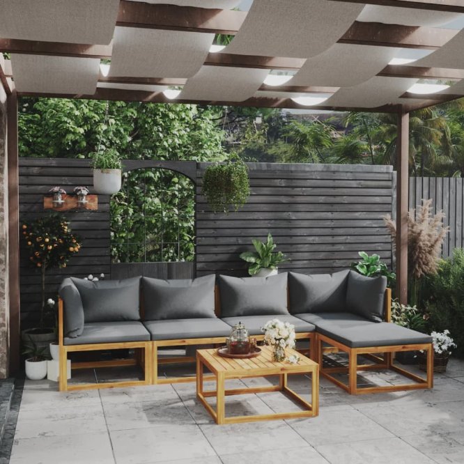 vidaXL 4-tlg. Garten-Lounge-Set mit Auflagen Massivholz Akazie
