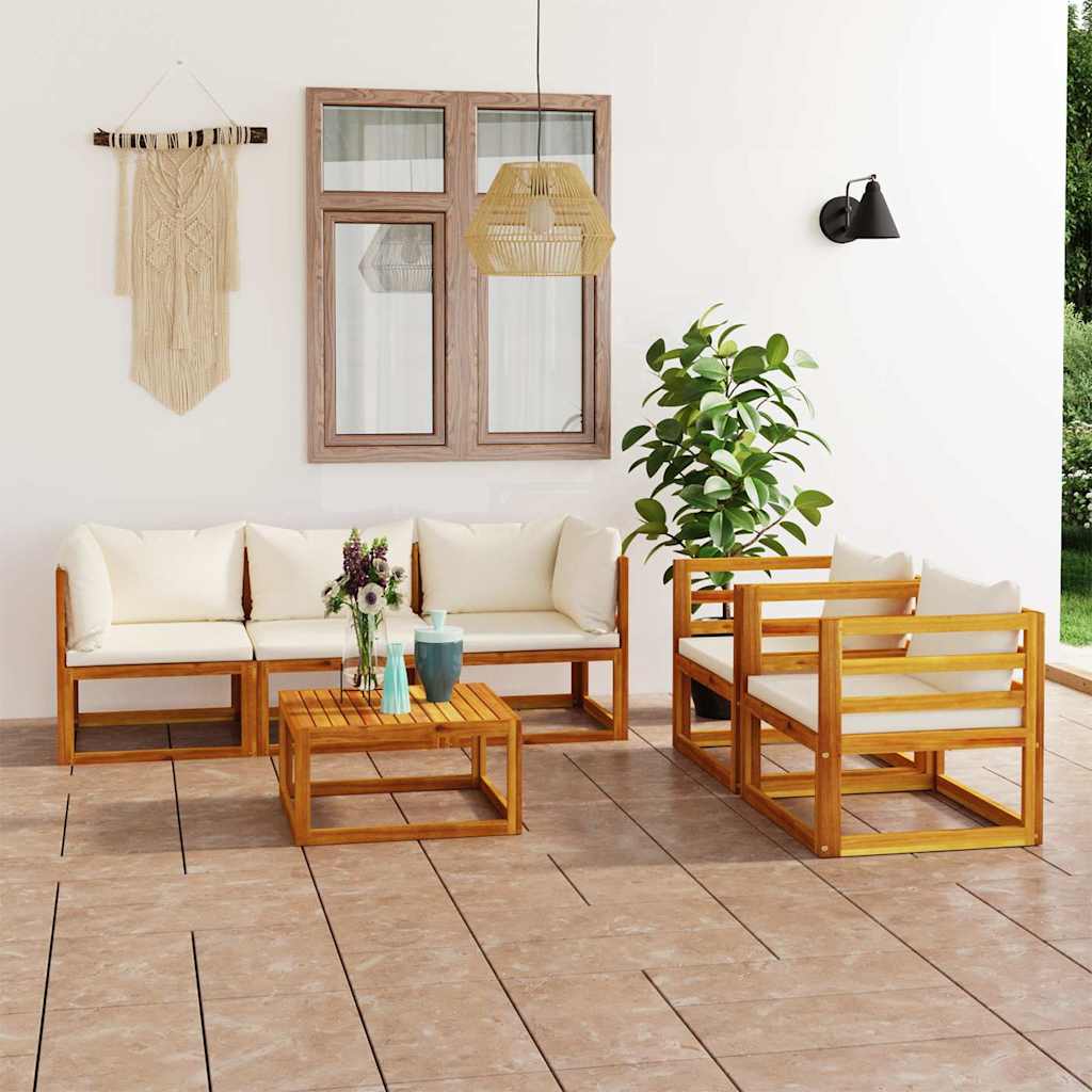vidaXL 4-tlg. Garten-Lounge-Set mit Auflagen Massivholz Akazie
