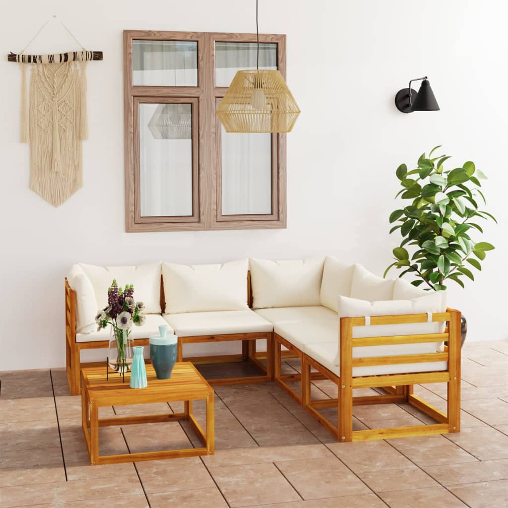 vidaXL 4-tlg. Garten-Lounge-Set mit Auflagen Massivholz Akazie