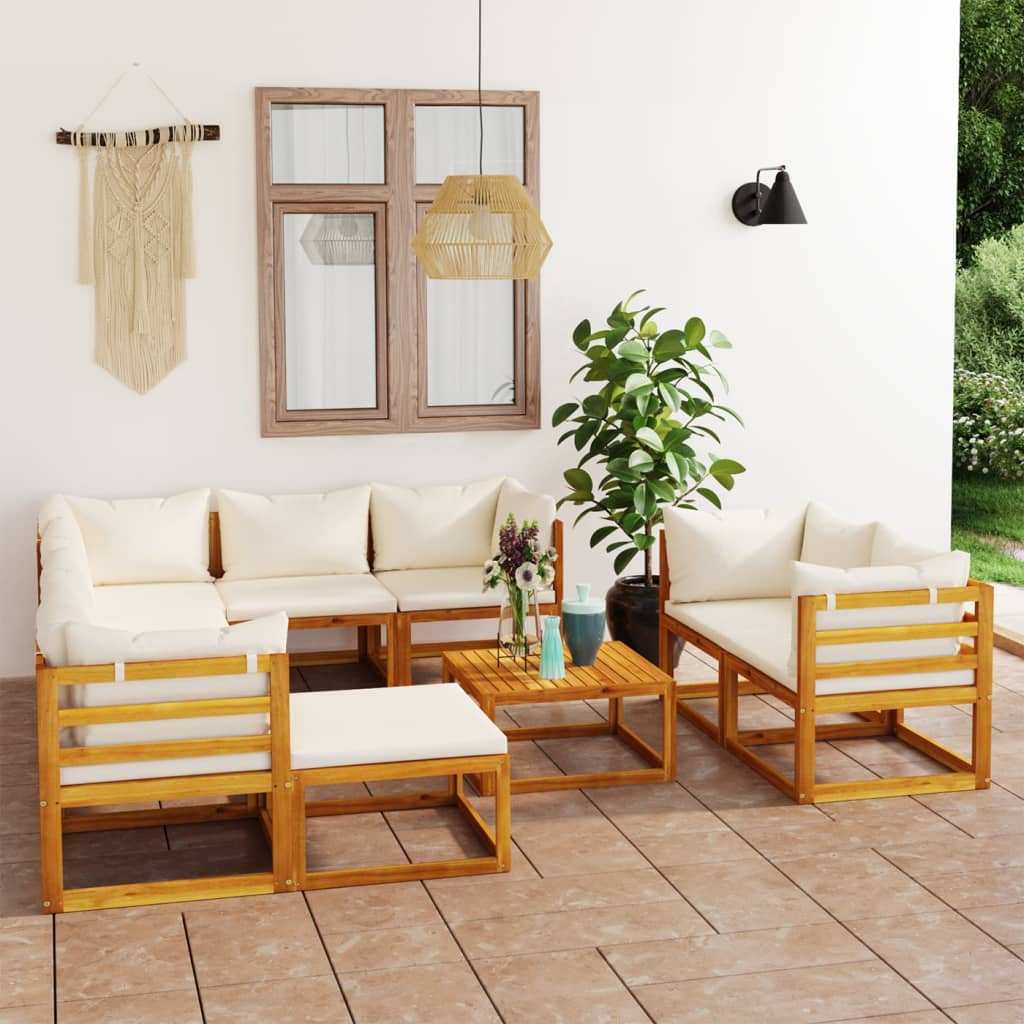 vidaXL 4-tlg. Garten-Lounge-Set mit Auflagen Massivholz Akazie