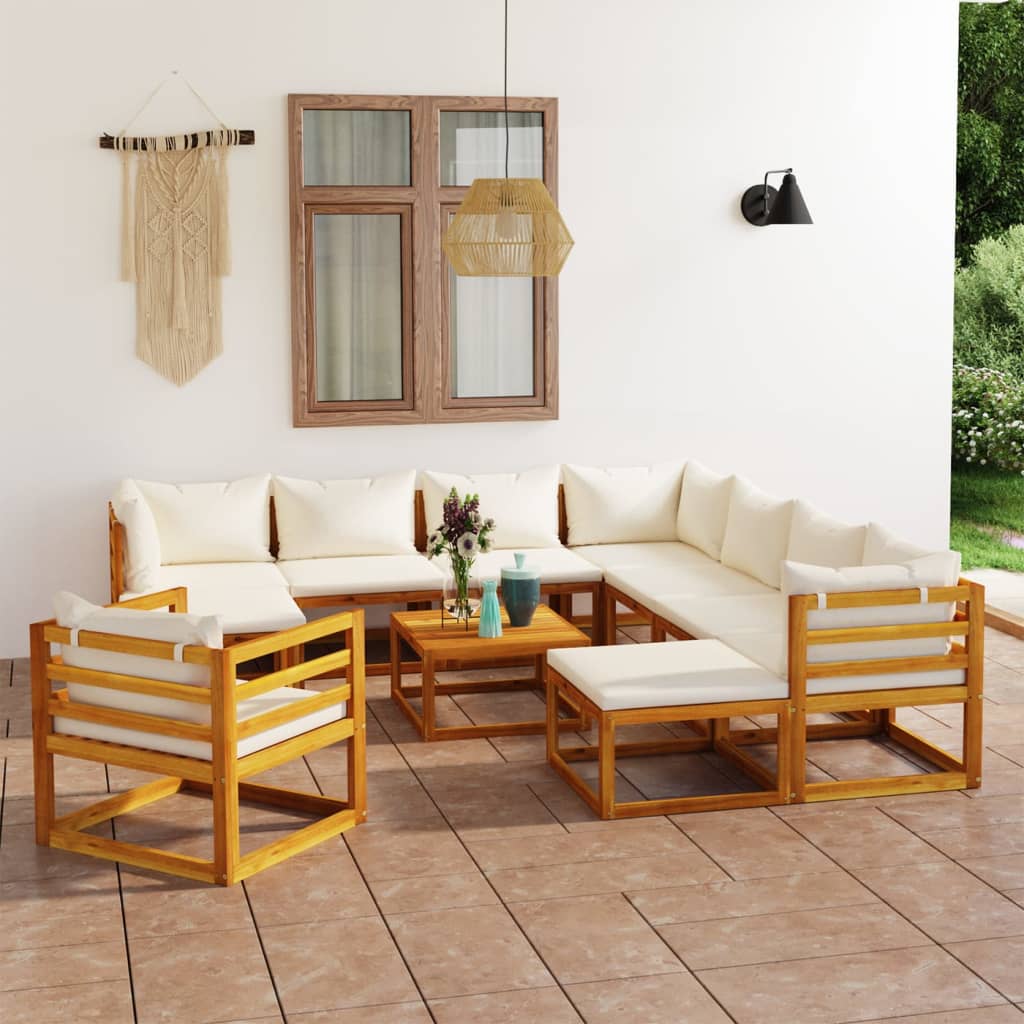 vidaXL 4-tlg. Garten-Lounge-Set mit Auflagen Massivholz Akazie