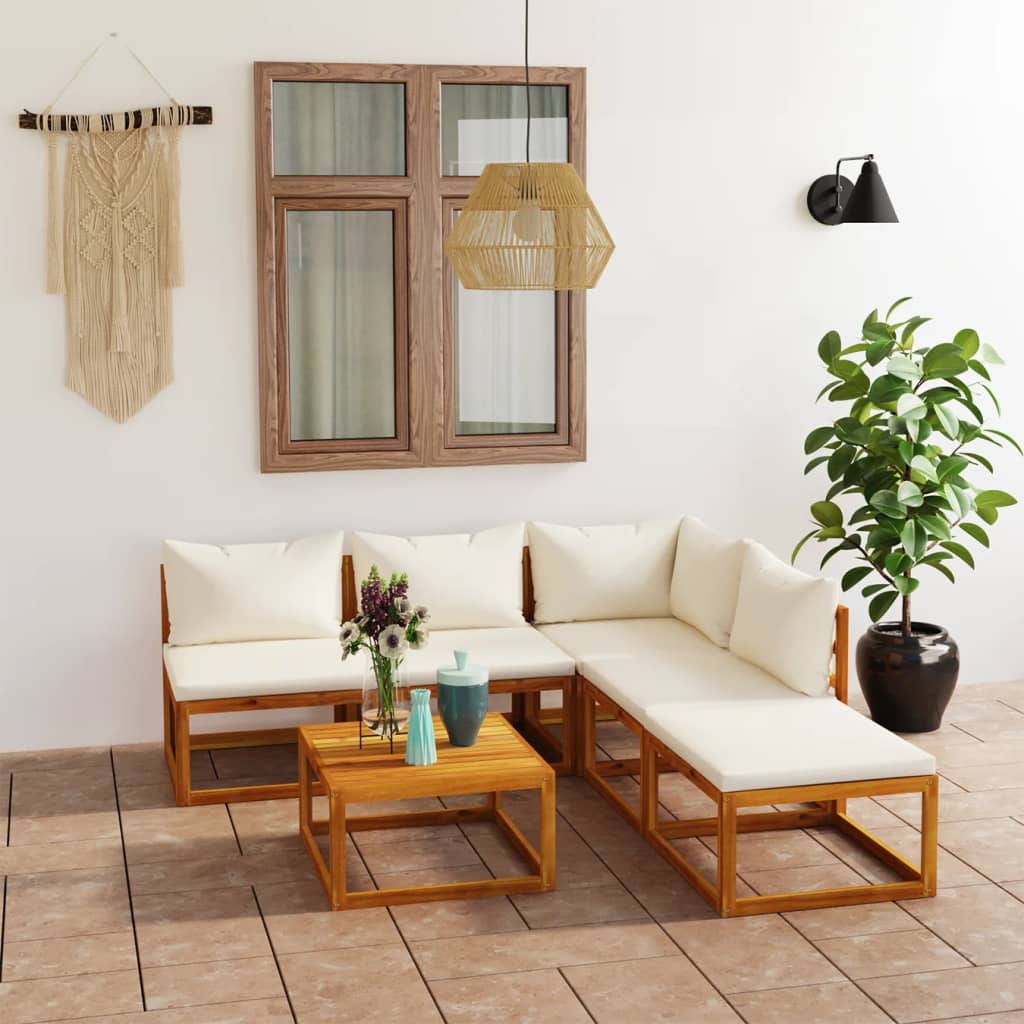 vidaXL 4-tlg. Garten-Lounge-Set mit Auflagen Massivholz Akazie