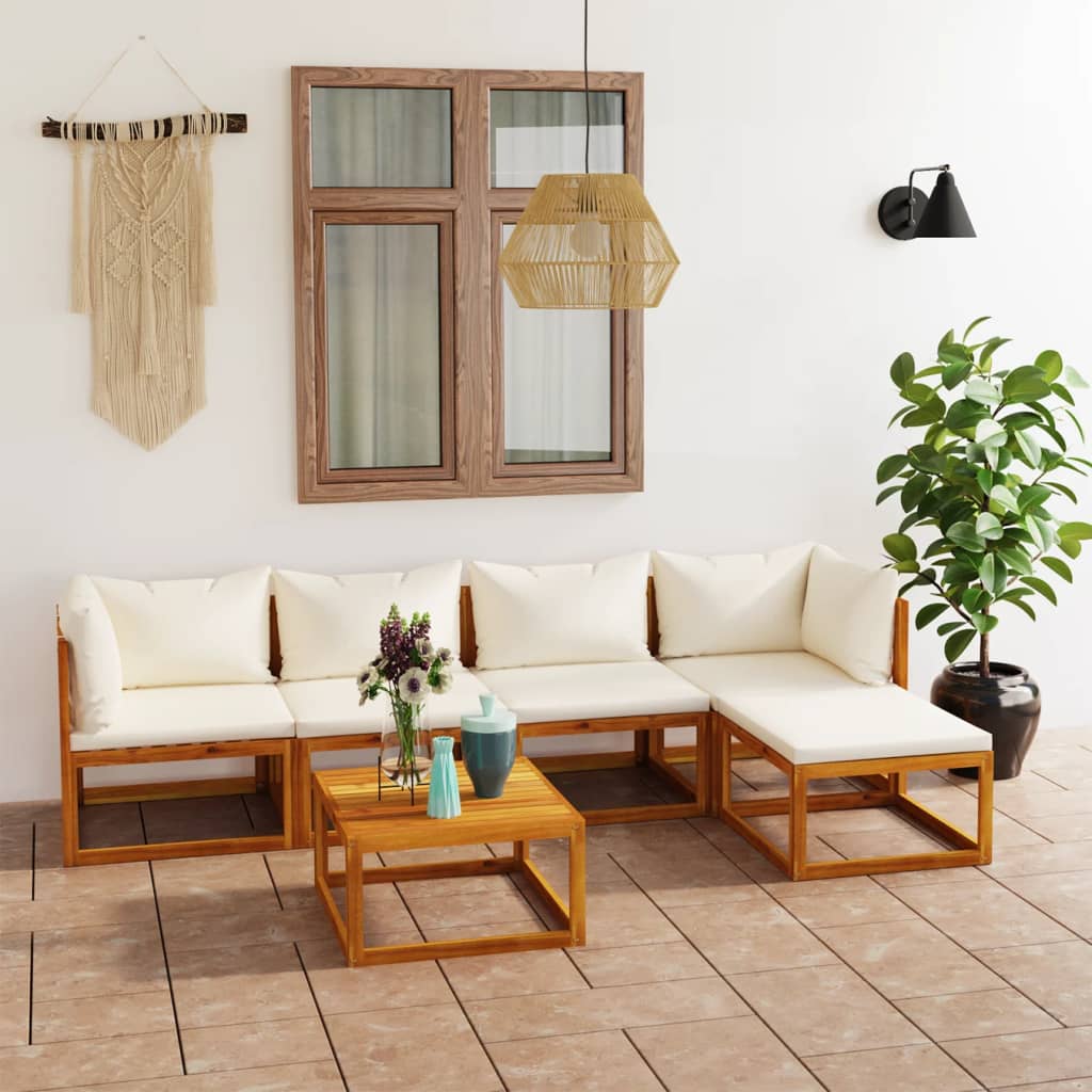 vidaXL 4-tlg. Garten-Lounge-Set mit Auflagen Massivholz Akazie