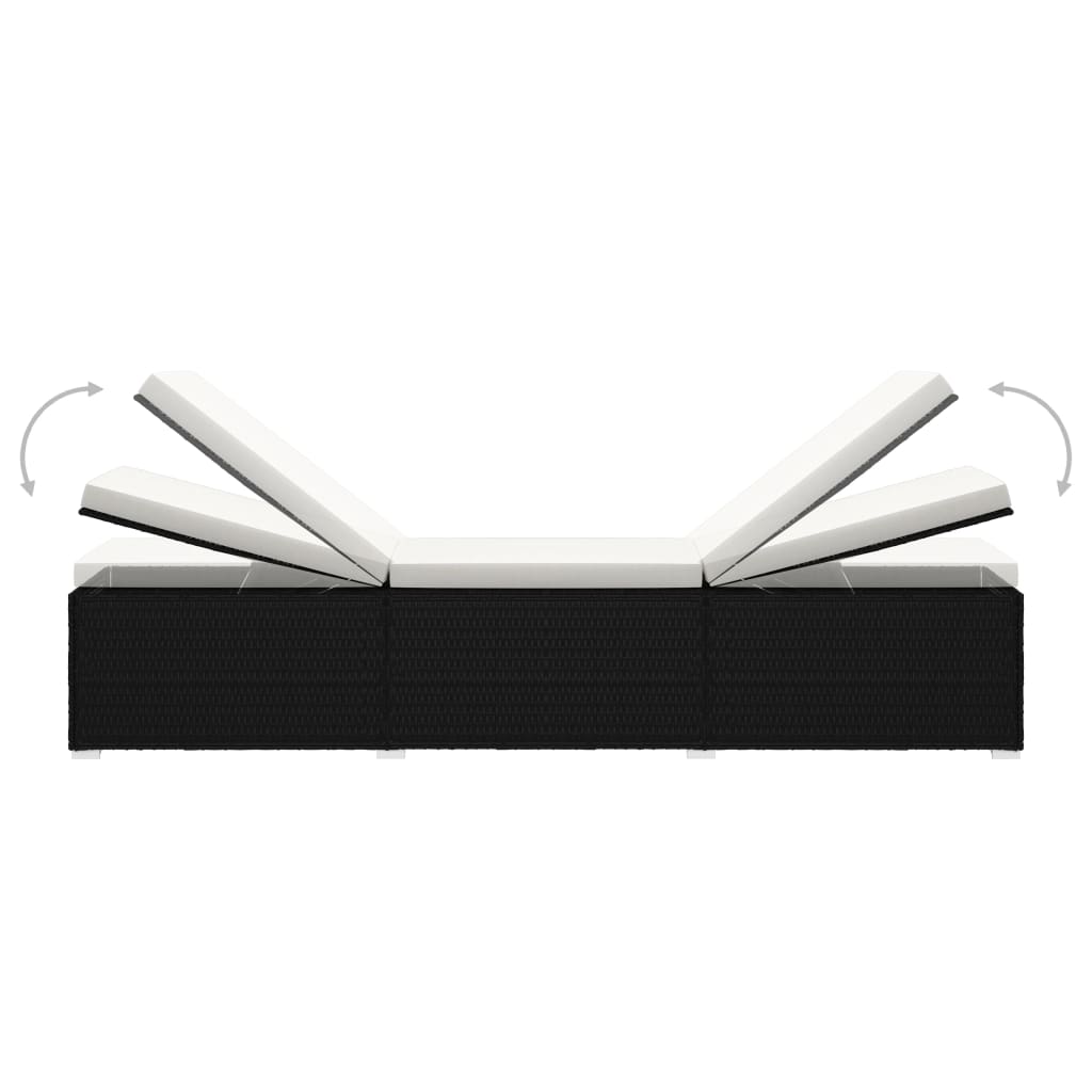 vidaXL 3-tlg. Garten-Sonnenliegen mit Teetisch Poly Rattan Schwarz